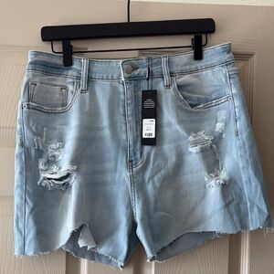 Fashion Nova Almost There Stretch Denim Bermuda Shorts